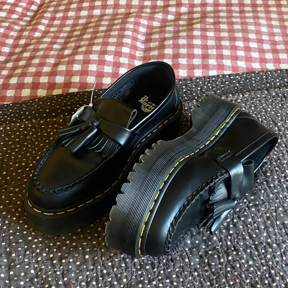 Black Dr Marten Platform Tassel Loafers